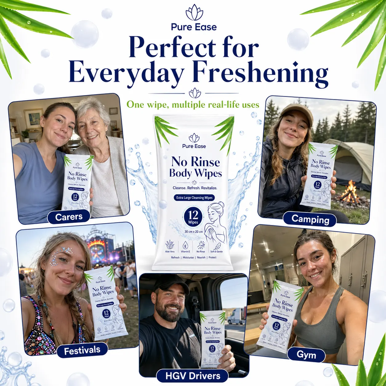 Perfect for everyday freshening — carers, camping, festivals, HGV, gym