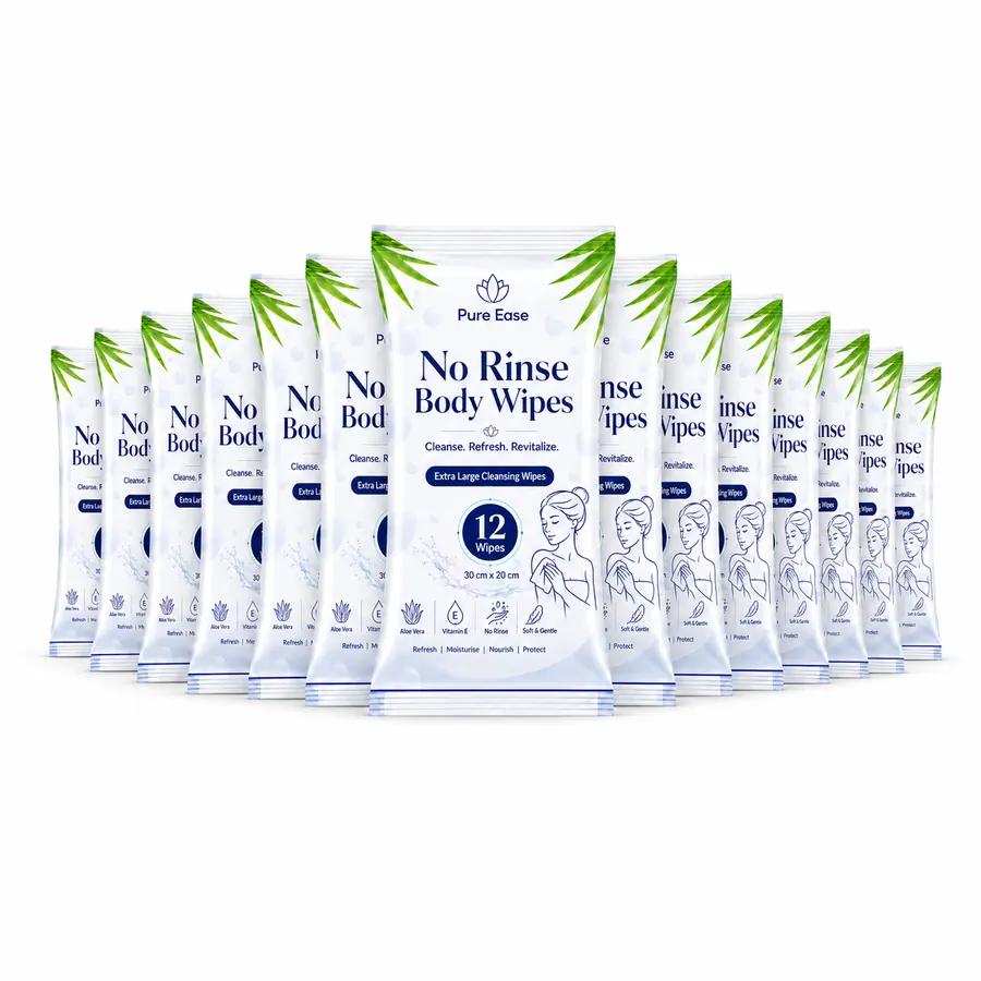 13 Packs of PureEase No Rinse Body Wipes